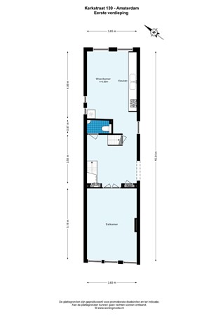 Plattegrond - Keizersgracht 584-586, 1017 EN Amsterdam - 227_228_Kerkstraat 139 - Amsterdam - Eerste verdieping - 2D .jpeg